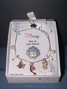 Disney Silver Mermaid 35th Anniversary Charm Bracelet with Pearls